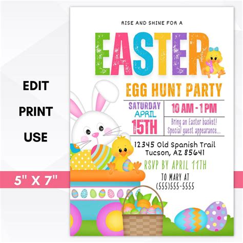 Easter Egg Hunt Party Invitation Editable Simple Desert Designs