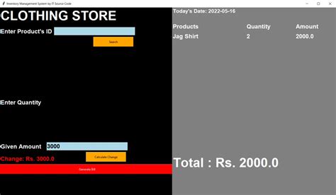 Cloth Store Management System Project In Python With Source Code