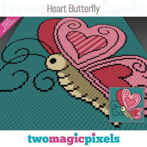 Heart Butterfly Graph For Crochet C2c Mini C2c Sc Hdc Dc Tss Cross