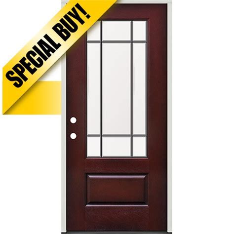 9 Lite Prairie Beveled Pre Finished Mahogany Fiberglass Prehung Door