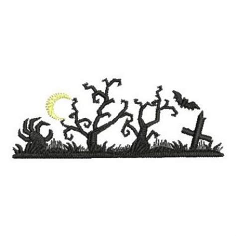 Halloween Graveyard Silhouette Machine Embroidery Design | Embroidery Library at ...