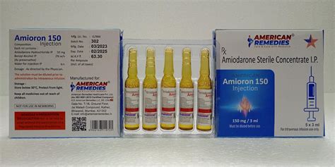 Buy Amioron Mg Amiodarone Sterile Concentrate Mg Ml By