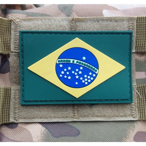 Bandeira Do Brasil Emborrachada Colorida De Velcro Para Mochilas Bolsas