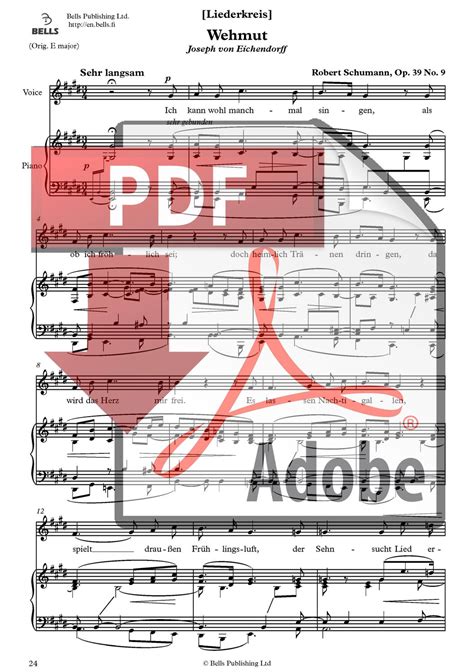 Robert Schumann Wehmut Op 39 No 9 Pdf Lied Bells Webstore