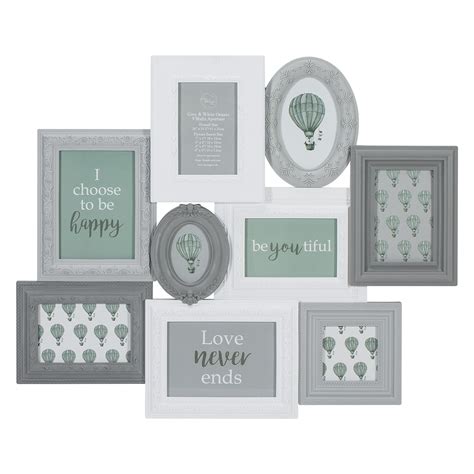 Grey And White Ornate 9 Multi Aperture Frame