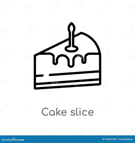 Outline Cake Slice Vector Icon Isolated Black Simple Line Element