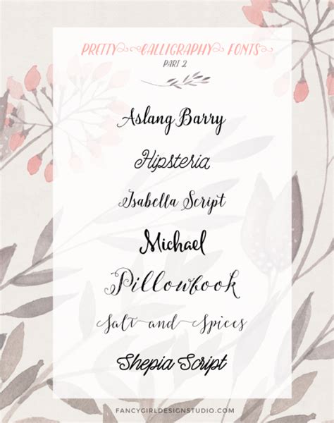 Font Crush: Pretty Calligraphy Fonts Part 2 - Fancy Girl Design Studio