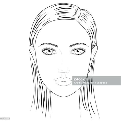 Vector Portrait Of A Woman Closeup Black And White Stock Illustration