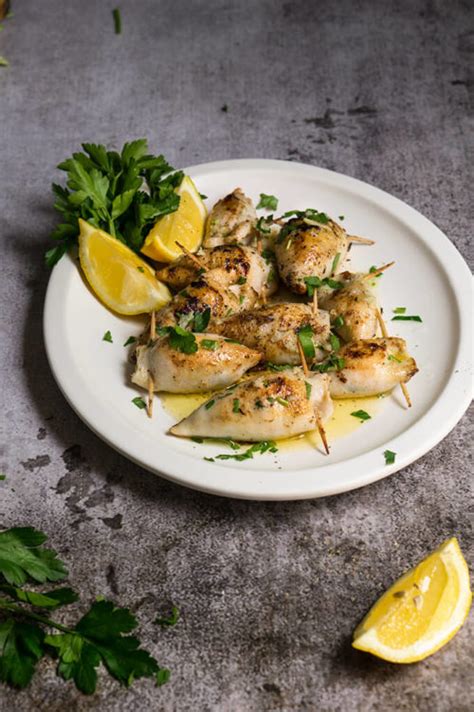 Stuffed Calamari In Lemon Butter Sauce