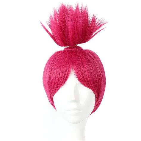 Trolls Poppy Cosplay Fantastic Cool Hot Pink Hair Up Trolls Princess ...