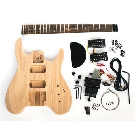 diy headless steinberger guitar kit mahogany body black hardware