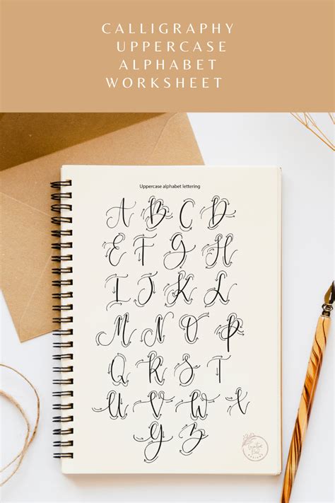 Uppercase Alphabet Modern Calligraphy Worksheet Artofit