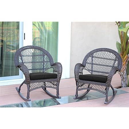 Amazon Jeco Wicker Rocker Chair With Black Cushion Set Of 2