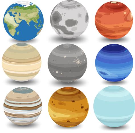 Set of different planets on white background 2189135 Vector Art at Vecteezy