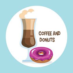 Delicious Iced Coffee Cup And Donuts Royalty Free Vector