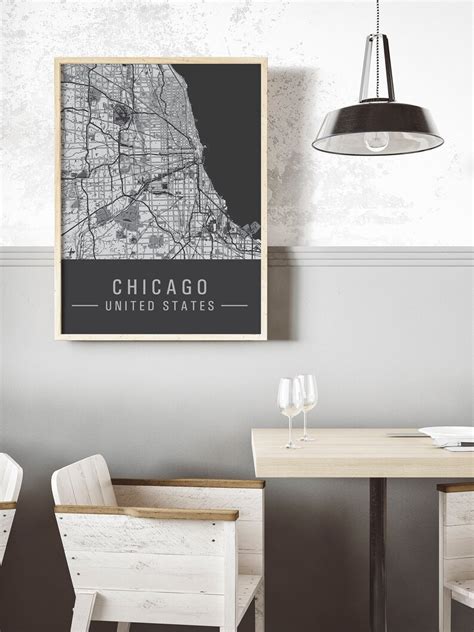 Poster Map of Chicago Chicago Print - Etsy