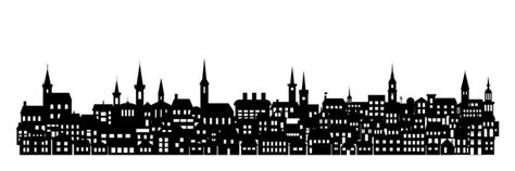 Town Skyline Silhouette Small City Houses Vector Image