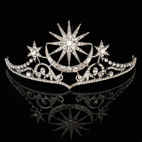 Bride Star Moon Queen Crystal Crown Tiara Wedding Bridal Party Prom