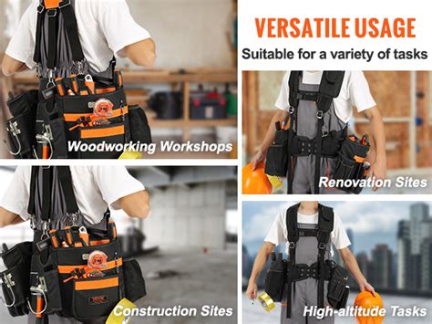 VEVOR Tool Belt With Suspenders 29 Pockets 29 54 Inches Adjustable