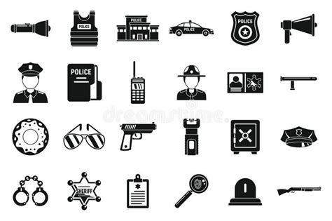 Iconos De Seguridad De Comisaría De Policía Estilo Simple Ilustración Del Vector Ilustración