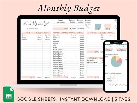 Google Sheets Monthly Budget Template Budget Spreadsheet - Etsy