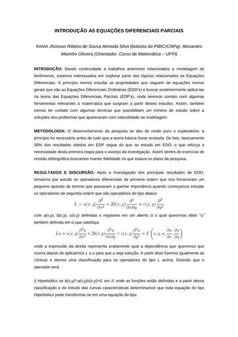 Pdf Introdu O As Equa Es Diferenciais Parciaissis Ufpi Br