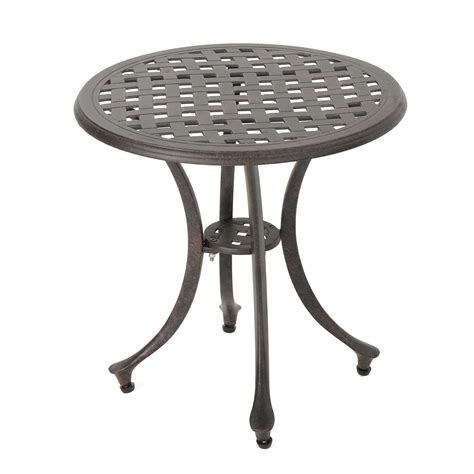 Christopher Knight Home Lola Outdoor 19" Cast Aluminum Side Table, Bronze Finished