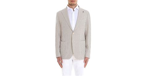 Tagliatore Cotton Striped Sahara Blazer In Gray For Men Lyst