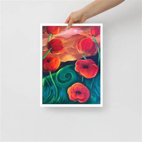 Red Poppy Wall Art Print Abstract Wildflowers Wall Art Red - Etsy