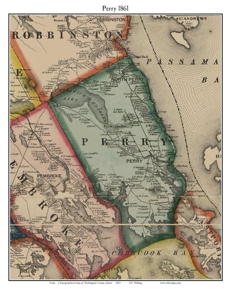 Perry Maine Old Town Map Custom Print Washington Co Old Maps