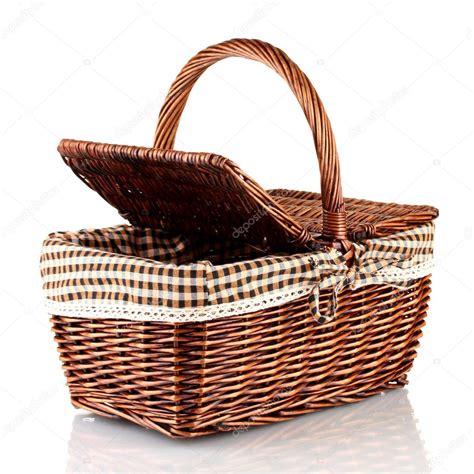 Picnic Basket Isolated On White Stock Photo Belchonock 13847930