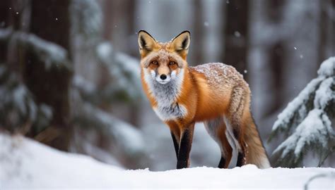 Red Fox In Winter Forest Alert And Watching Generated By Ai