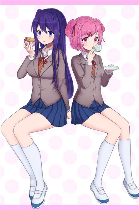 Natsuki And Yuri Having Snacks Together~ 💜💗 By Kato Fuyu On Twitter R Ddlc