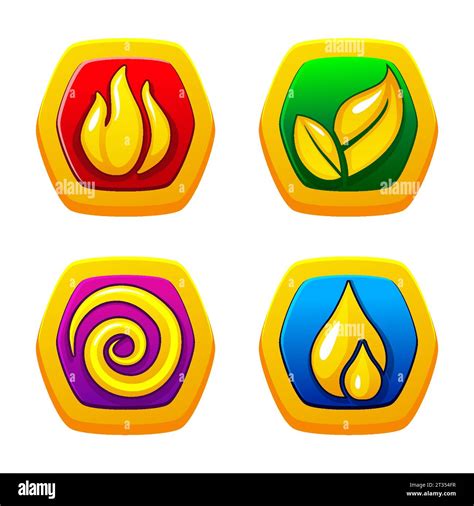 elements nature fire air earth  water golden  symbols