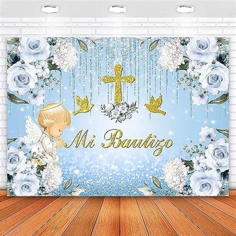 Mi Bautizo Backdrop Glitter Angel God Bless Backdrops Baptism Floral