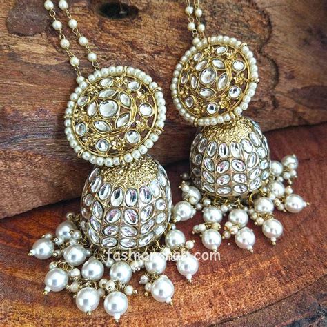 Bollywood Indian Ethnic Kundan White Pearl Jhumka