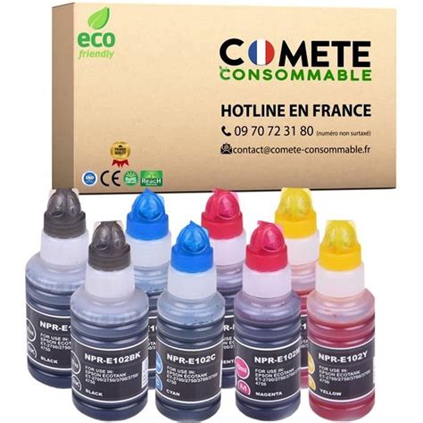 102 Pack 8 Bouteilles Encre Compatible Pour Epson 102 Ecotank