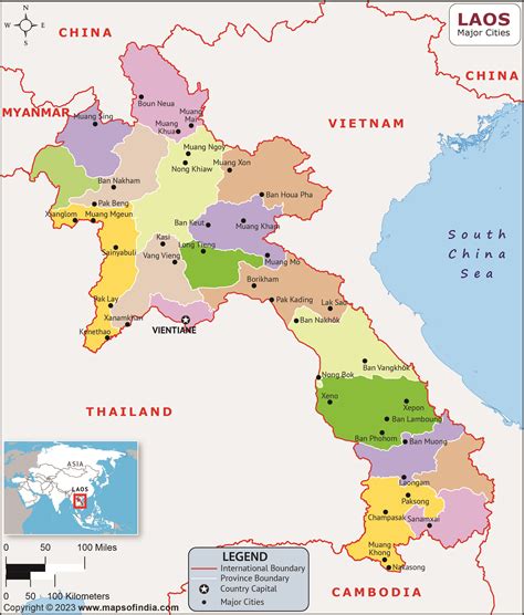 Laos Major Cities Map | List of Major Cities in Different States of Laos