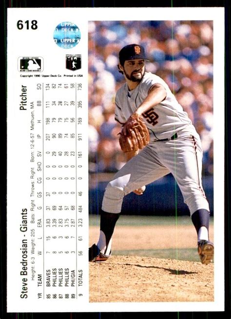 1990 Upper Deck Steve Bedrosian Baseball Cards 618 EBay