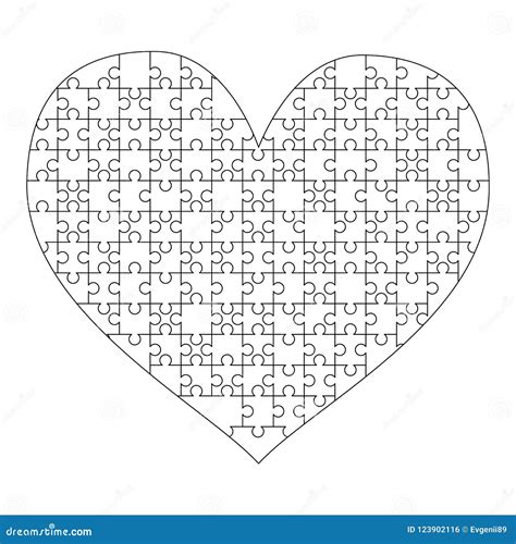 Heart Shaped Jigsaw Puzzle Template Stock Vector Illustration Of