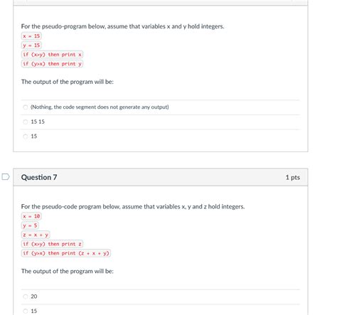 Solved For The Pseudo Program Below Assume That Variables X Chegg