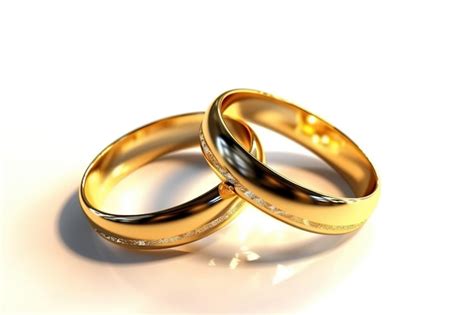 Premium Ai Image A Pair Of Gold Wedding Rings Are On A White Surface