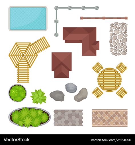 Set Elements Park View From Above Royalty Free Vector Image