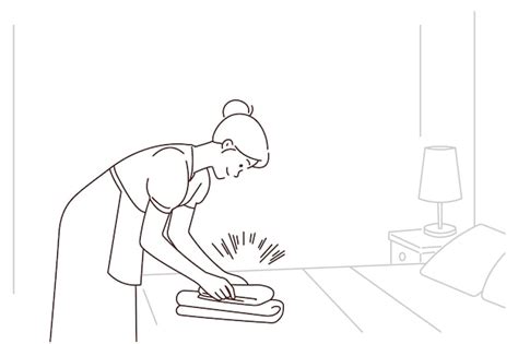 Premium Vector Housekeeper Working In Hotel Room