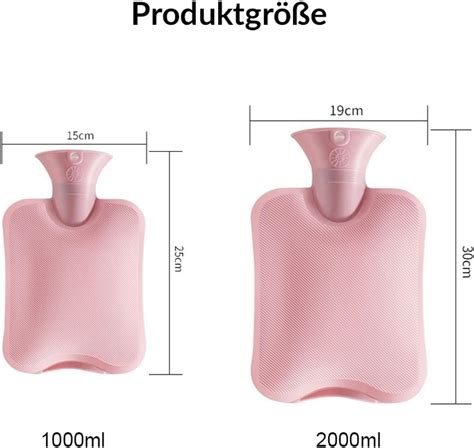 K Nig Design XXL Hot Water Bottle Soft Plush Cover 2L Bed Hand Warmer Blue International