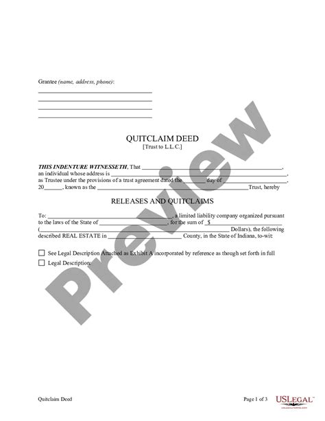 Quit Claim Deed From Trust To Limited Liability Company Form Us Legal Forms