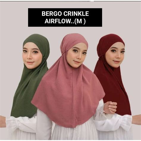 Jual JILBAB BERGO CRINKLE AIRFLOW TALI SIZE M JILBAB INSTAN CRINKLE