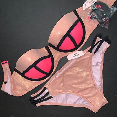 Victoria S Secret C Bikini Strappy Bottom Hot Pink Blush Foil Black