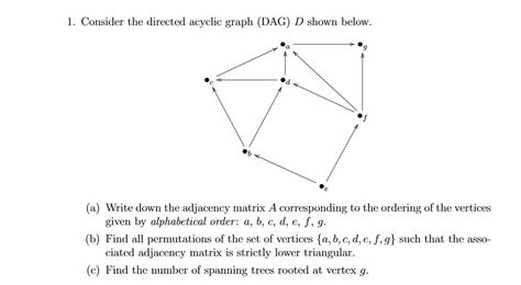 Solved 1 Consider The Directed Acyclic Graph Dag D Shown