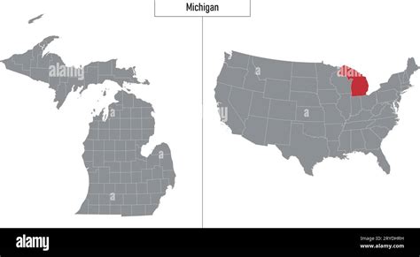 Simple Map Of Michigan State Of United States And Location On Usa Map